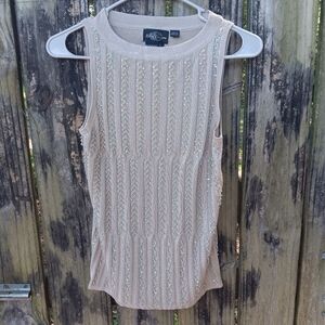 Ziani Couture NWT Beige Sleeveless Embellished Top L